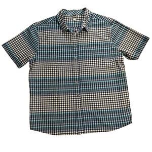 🌻 2/$20 Tea Men’s Button Up Short Sleeve Shirt Lamu Plaid Blue
